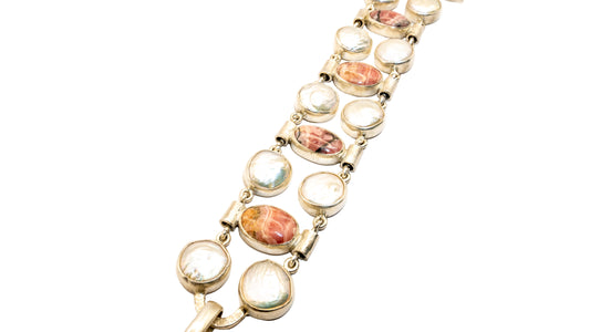 Brazalete Armonía , Perla y Rodocrosita